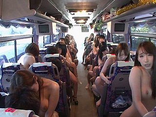salopes japonaises sur un bus à cheval les queues des étrangers au hasard