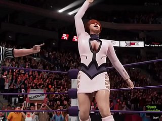 Cassandra clothes-brush Sophitia vs Shermie clothes-brush Ivy - ¡Terrible final! - WWE2K19 - Waifu Wrestling