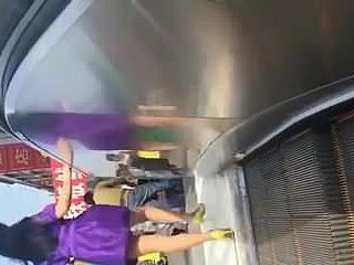 Cum vulnerable women around escalator