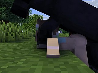 Minecraft- Ze geneukt door paard en een Wolf
